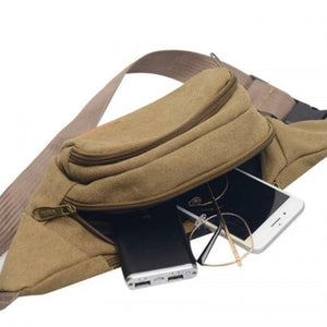 Men's Pockets Outdoor Multi Purpose Vintage Canvas Waist Pack Chest Bag