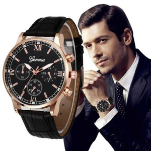 Men's Quartz Watch Fashion Business Style Casual Accessory Black