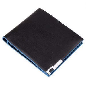 Men's Short Soft Wallet Blue Lines Money Clip Creative Card Pack Black