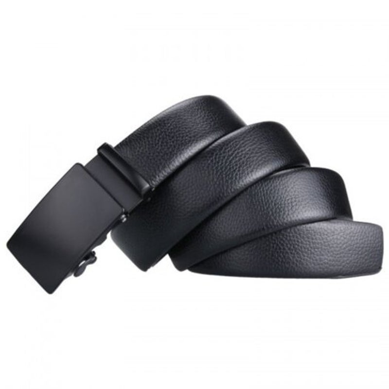 Men's Simple Solid Color Belt Automatically Buckle Daily Casual Waistband Black