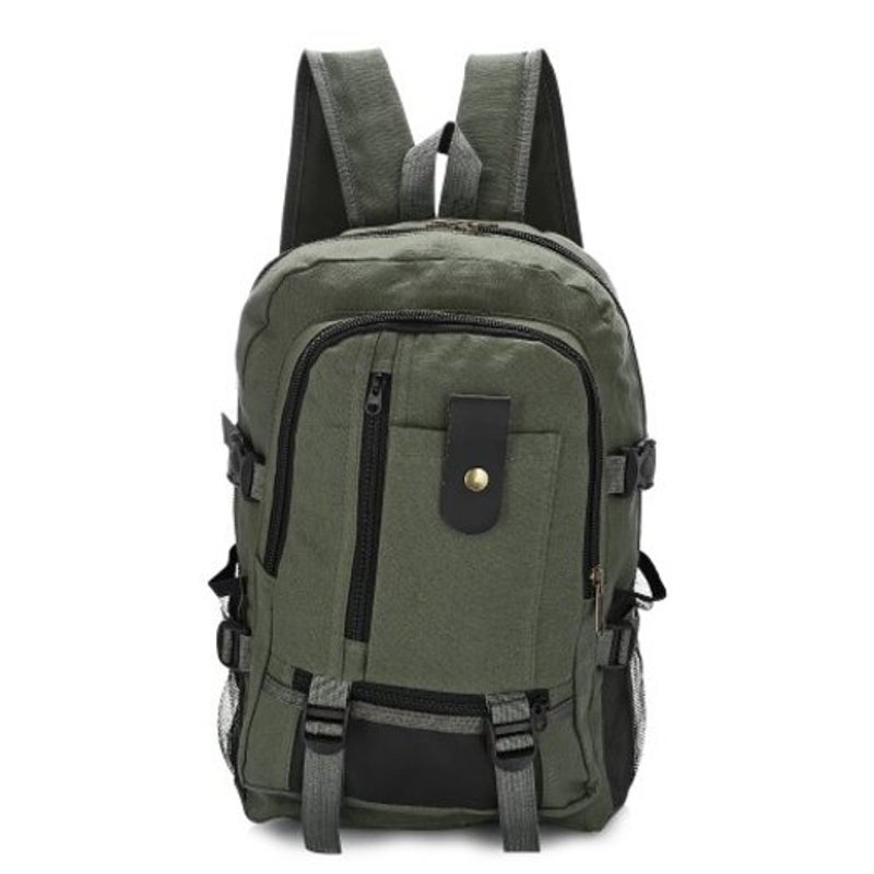 Men Trendy Outdoor Large Capacity Canvas Backpack Army Green