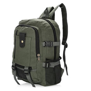 Men Trendy Outdoor Large Capacity Canvas Backpack Army Green