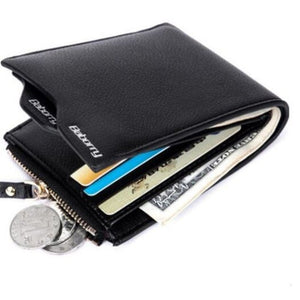 Men Trendy Rfid Blocking Pu Bifold Wallet Black Horizontal