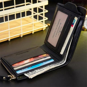 Men Trendy Rfid Blocking Pu Bifold Wallet Black Horizontal