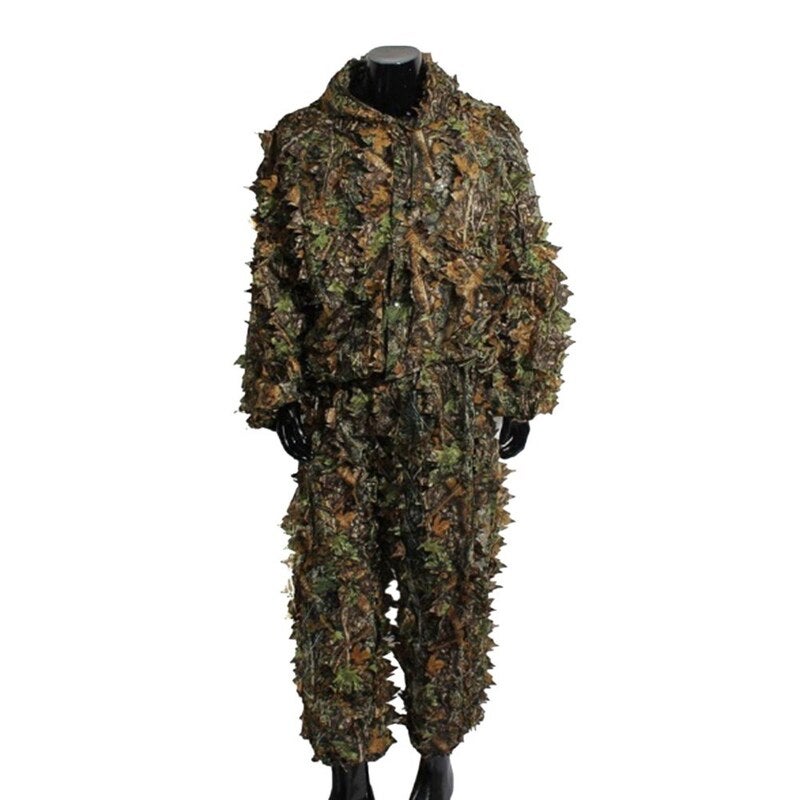 Mens 3D Tactic Sniper Clothes Lightweight Hooded Camouflage Ghillie Leaf Suit 1