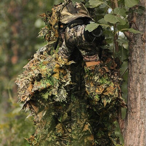 Mens 3D Tactic Sniper Clothes Lightweight Hooded Camouflage Ghillie Leaf Suit 1