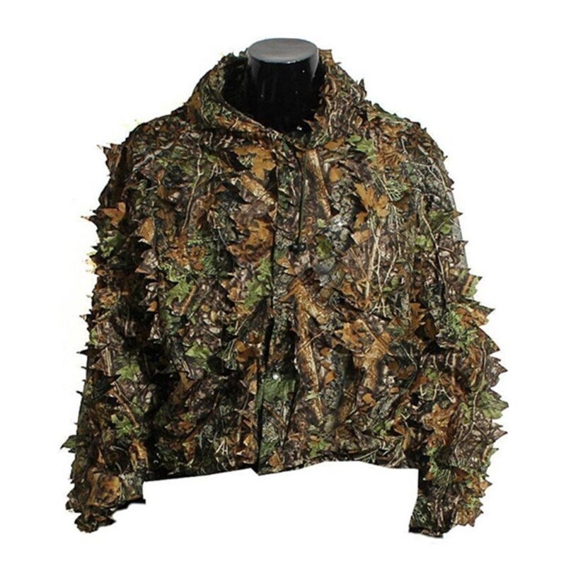 Mens 3D Tactic Sniper Clothes Lightweight Hooded Camouflage Ghillie Leaf Suit 1