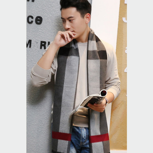 Men's Scarf Warm And Thicker Checkered Plaid Cotton In Autumn Winter