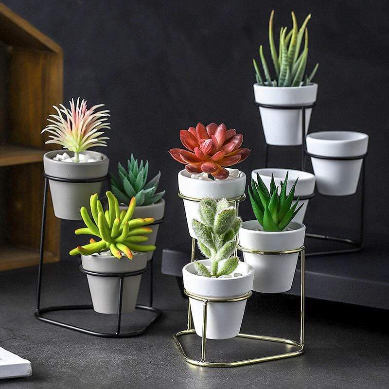 Mini Trio Plant Stand Nordic Flower Succulent Pot With Metal Home Decor