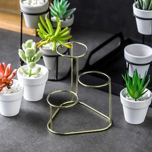 Mini Trio Plant Stand Nordic Flower Succulent Pot With Metal Home Decor