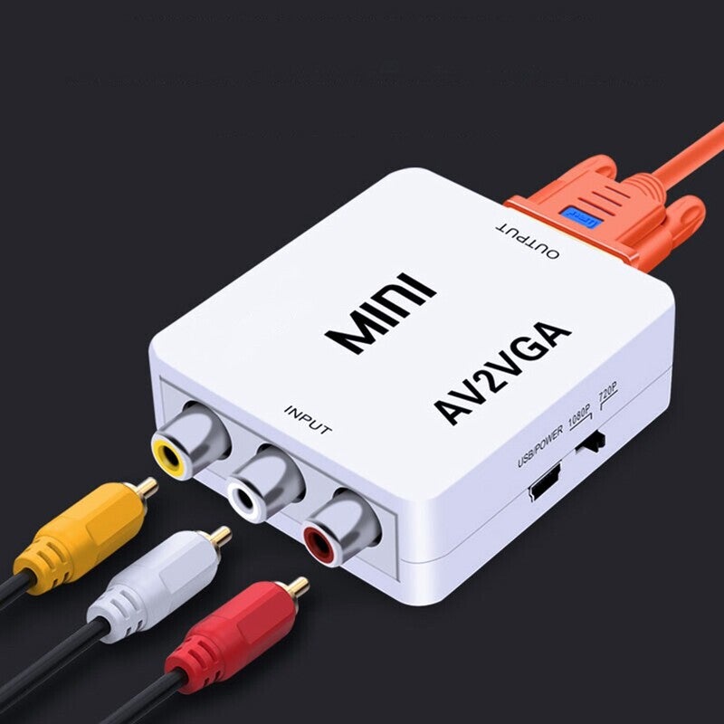 Mini Av2vga Video Converter Convertor Box Rca Cvbs To Vga Conversor With 3.5Mm Audio Pc Hdtv White