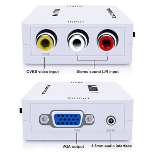 Mini Av2vga Video Converter Convertor Box Rca Cvbs To Vga Conversor With 3.5Mm Audio Pc Hdtv White