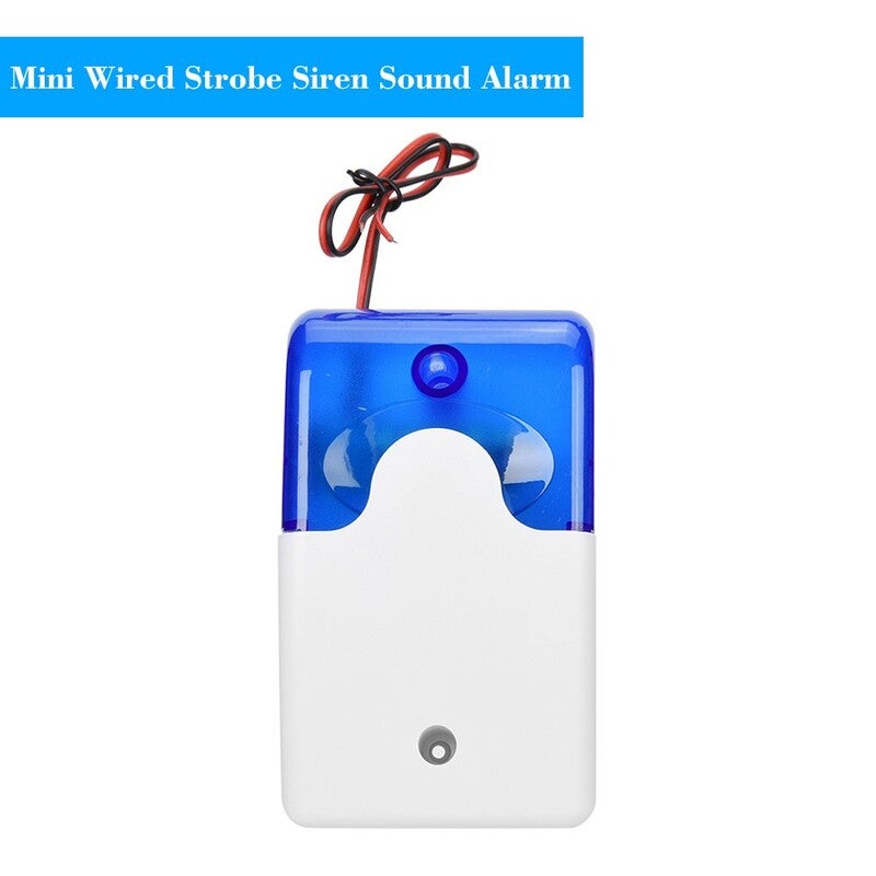 Mini Wired Strobe Siren Sound Alarm Flashing Red Light For Home Security Protect System 110Db Blue