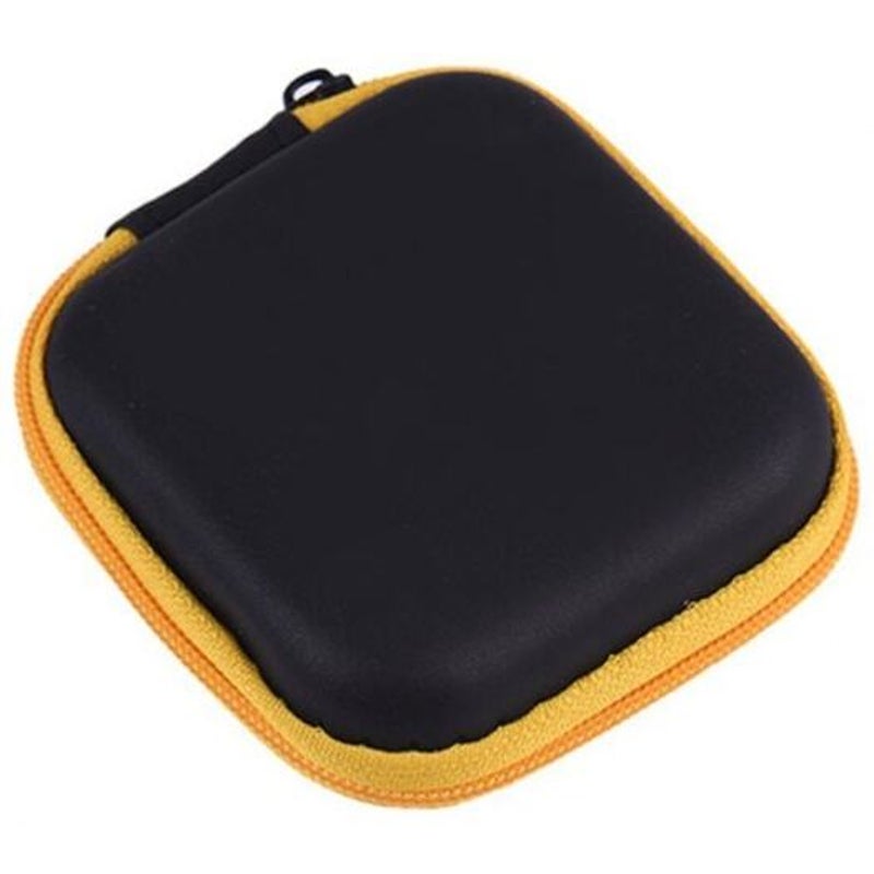 Mini Zipper Hard Headphone Case Portable Earbuds Pouch Box Yellow