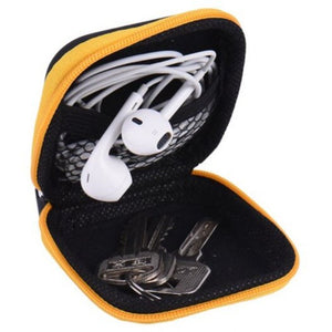 Mini Zipper Hard Headphone Case Portable Earbuds Pouch Box Yellow