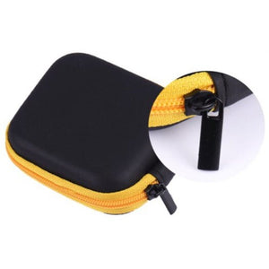 Mini Zipper Hard Headphone Case Portable Earbuds Pouch Box Yellow