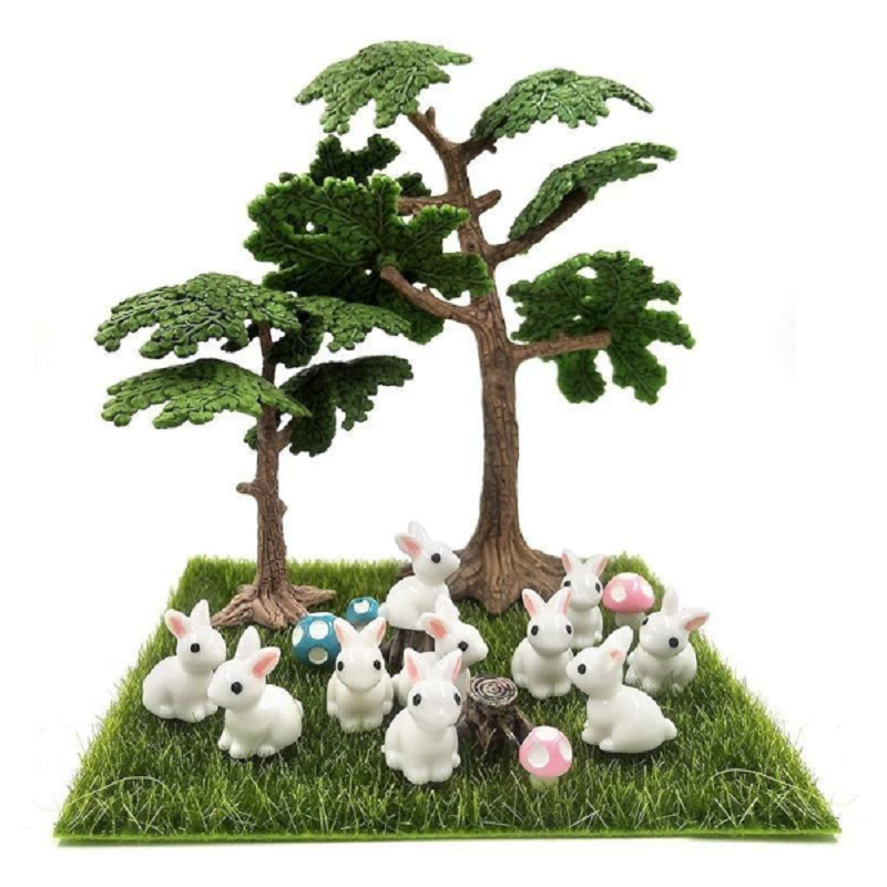 Mini Rabbit Resin Bunny Figurines Fairy Garden Micro Landscape Home Decorations