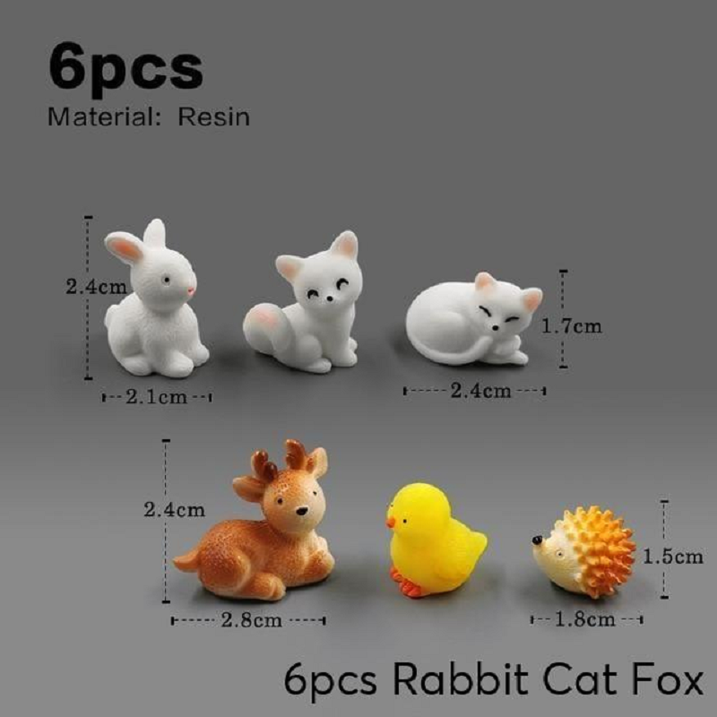 Mini Rabbit Resin Bunny Figurines Fairy Garden Micro Landscape Home Decorations