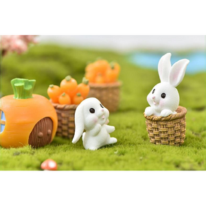 Mini Rabbit Resin Bunny Figurines Fairy Garden Micro Landscape Home Decorations