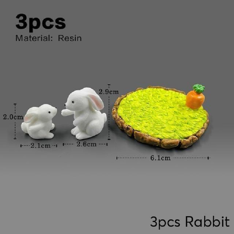 Mini Rabbit Resin Bunny Figurines Fairy Garden Micro Landscape Home Decorations