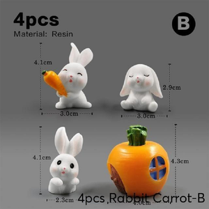 Mini Rabbit Resin Bunny Figurines Fairy Garden Micro Landscape Home Decorations