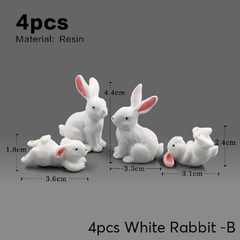 Mini Rabbit Resin Bunny Figurines Fairy Garden Micro Landscape Home Decorations