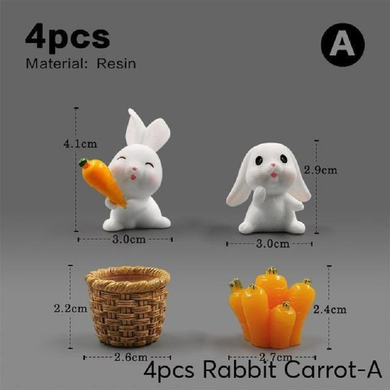 Mini Rabbit Resin Bunny Figurines Fairy Garden Micro Landscape Home Decorations