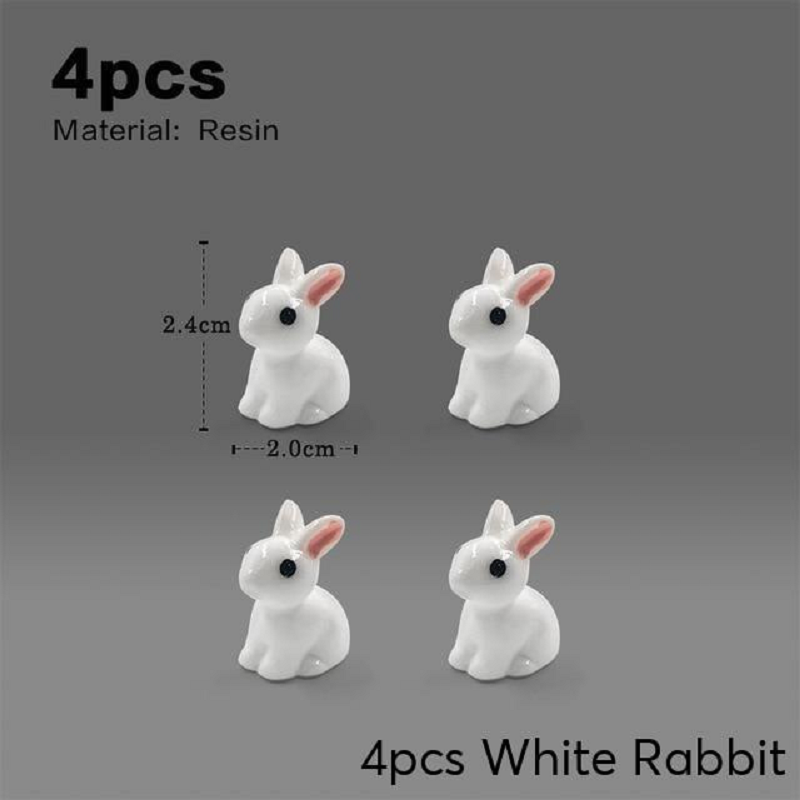 Mini Rabbit Resin Bunny Figurines Fairy Garden Micro Landscape Home Decorations