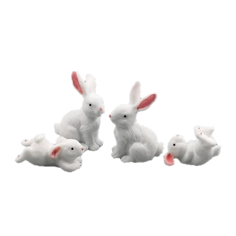 Mini Rabbit Resin Bunny Figurines Fairy Garden Micro Landscape Home Decorations