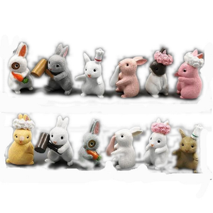 Mini Rabbit Resin Bunny Figurines Fairy Garden Micro Landscape Home Decorations