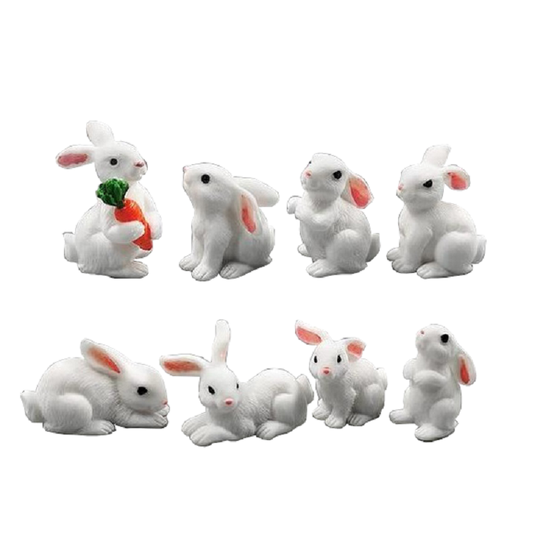 Mini Rabbit Resin Bunny Figurines Fairy Garden Micro Landscape Home Decorations