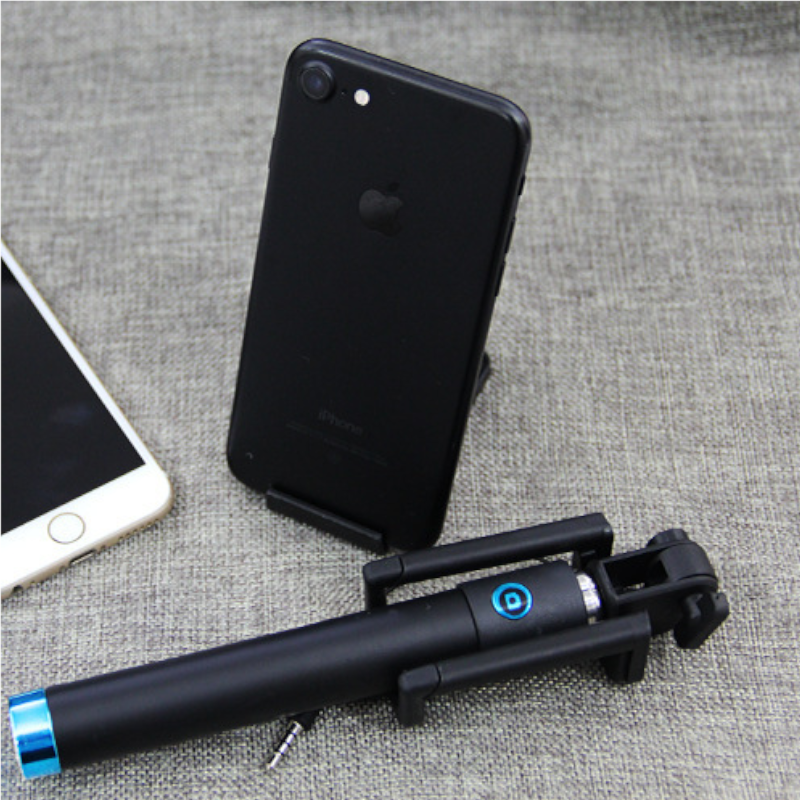 Mini Retractable Handheld Monopod Wired Selfie Stick Ocean Blue