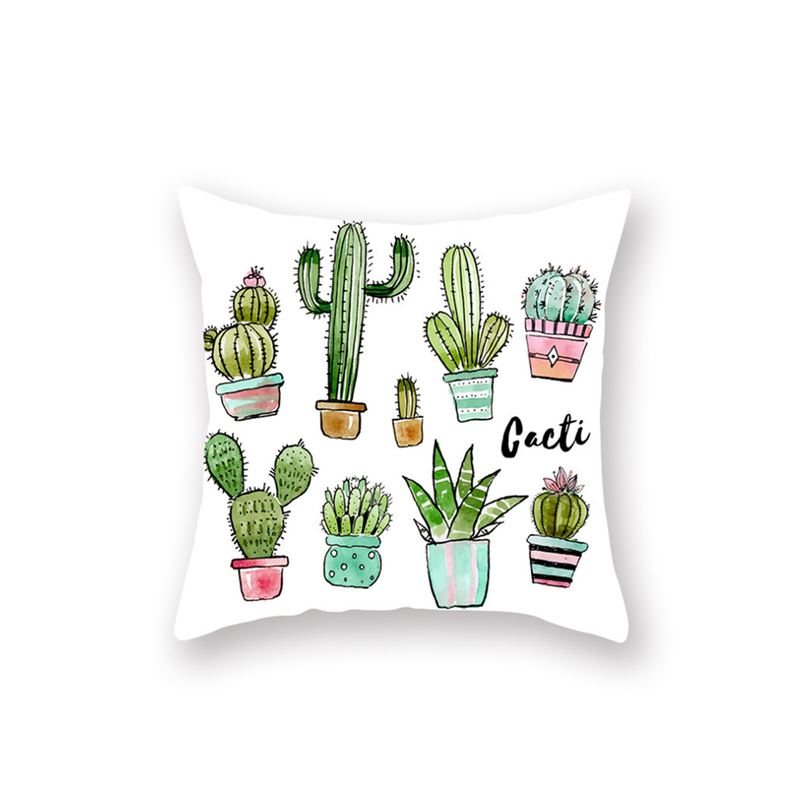 3Pcs Mint Green Plant Cactus Cushion Pillow Sleeve Decorative Pillowcases