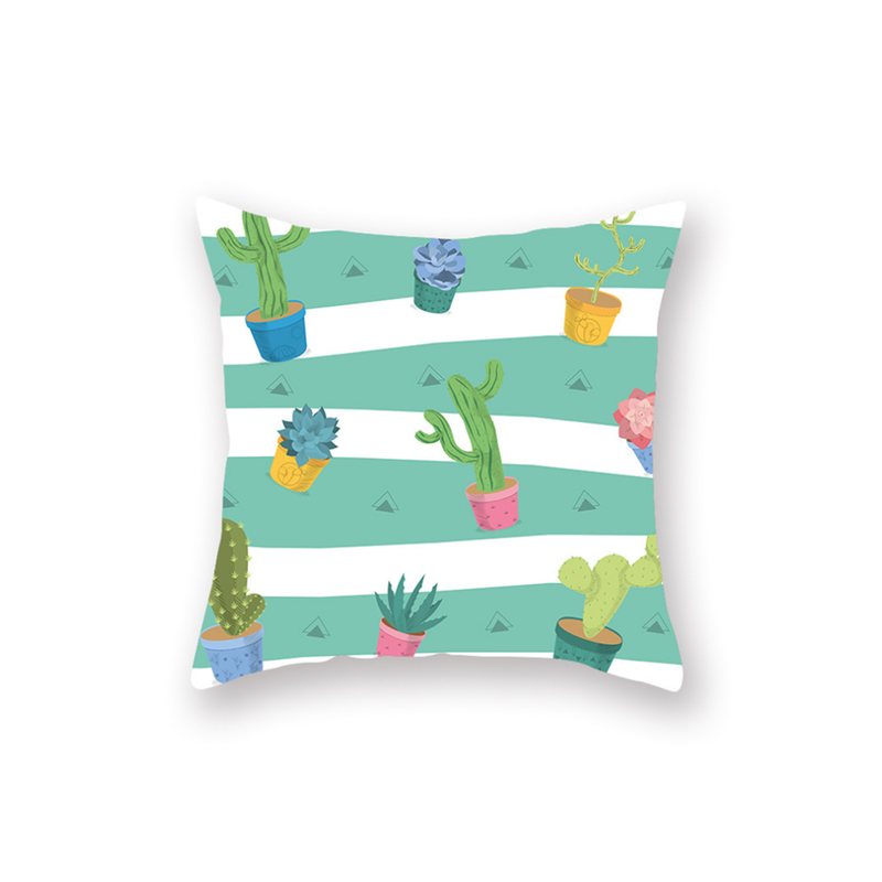 3Pcs Mint Green Plant Cactus Cushion Pillow Sleeve Decorative Pillowcases