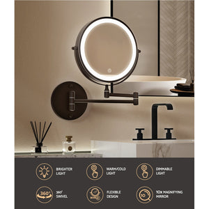 Embellir Extendable Makeup Mirror 10X Magnifying Double-Sided Bathroom Br