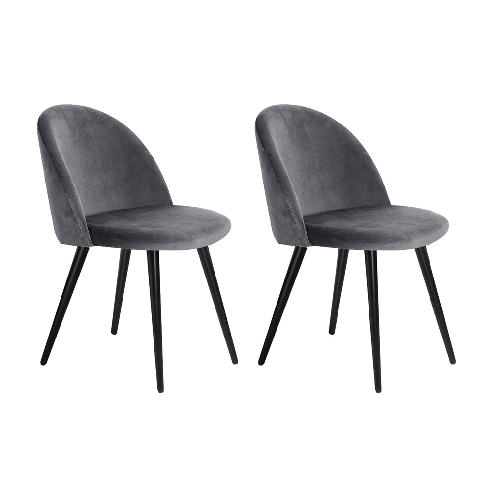 Artiss Set Of 2 Velvet Modern Dining Chair - Dark Grey