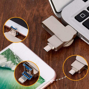 Routers Modems Mobile Phone Usb Flash Drive 3 In 1 Metal Gift Pass Through Portable 8Gb