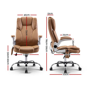 Artiss Massage Office Gaming Computer Desk Chair 8 Point Vibration Espresso