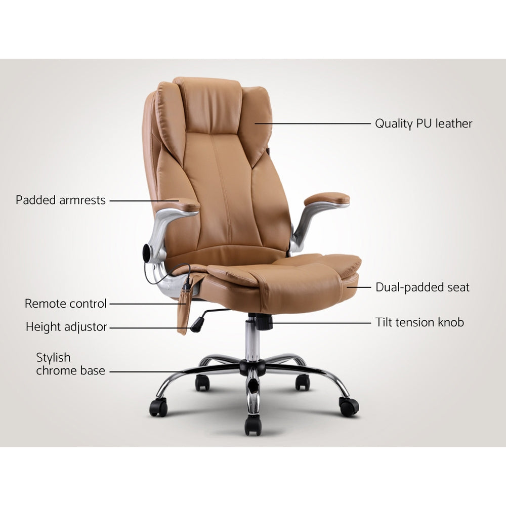 Artiss Massage Office Gaming Computer Desk Chair 8 Point Vibration Espresso