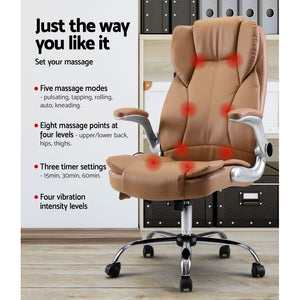 Artiss Massage Office Gaming Computer Desk Chair 8 Point Vibration Espresso