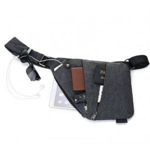 Multi Function Anti Theft Men's Canvas Chest Bag Gray