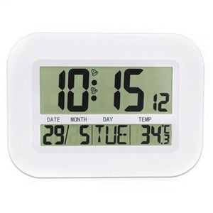 Multi Function Large Screen Digital Electronic Calendar Simple Living Room Mute Wall Clock White