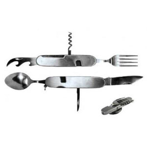 5-In-1 Stainless Steel Portable Picnic Camp Spoon Fork Tableware Knife Bottle Can Opener