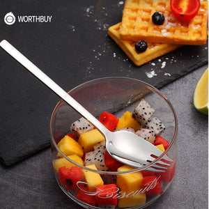 Multi-Functional Dinner Fork 304 Stainless Steel Spoon With Long Handle Noodle Fruit Salad