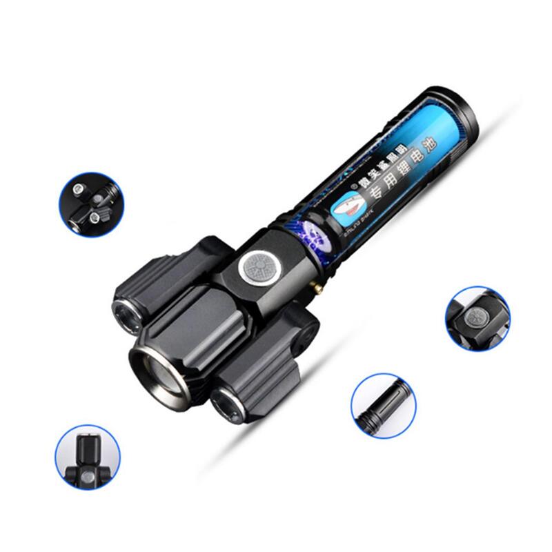 Multifunctional Strong Light Waterproof 3 Lamp Head Outdoor Lighting Night Riding Flashlight