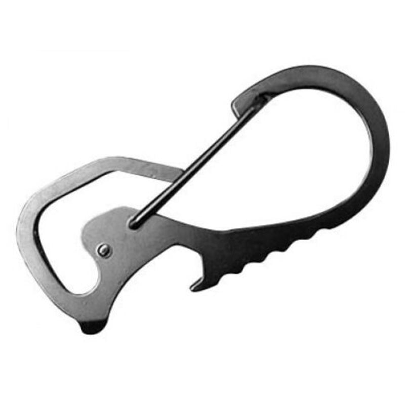 Multifunctional Waist Keychain Stainless Steel Bottle Opener Carabiner Black