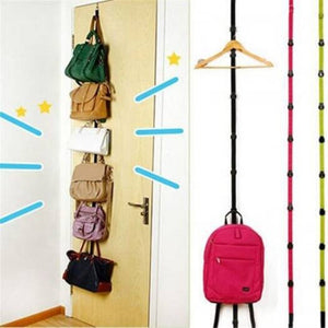 Multipurpose Stainless Steel Over Door Straps Hanger Nylon Belt Coat Rackhat Bag Key 8 Hooks Pink