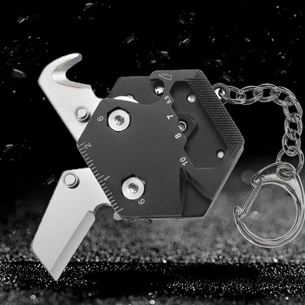 Multitool Keychain Hexagonal Kit Folding Mini Pocket Survival Tool Set Stainless Steel With Knife Micro Screw Driver Bot