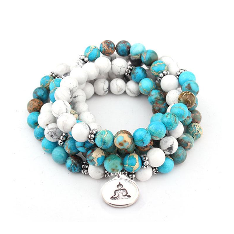 Natural Stone Mala Bracelet 108 Beads Wrap Jewellery