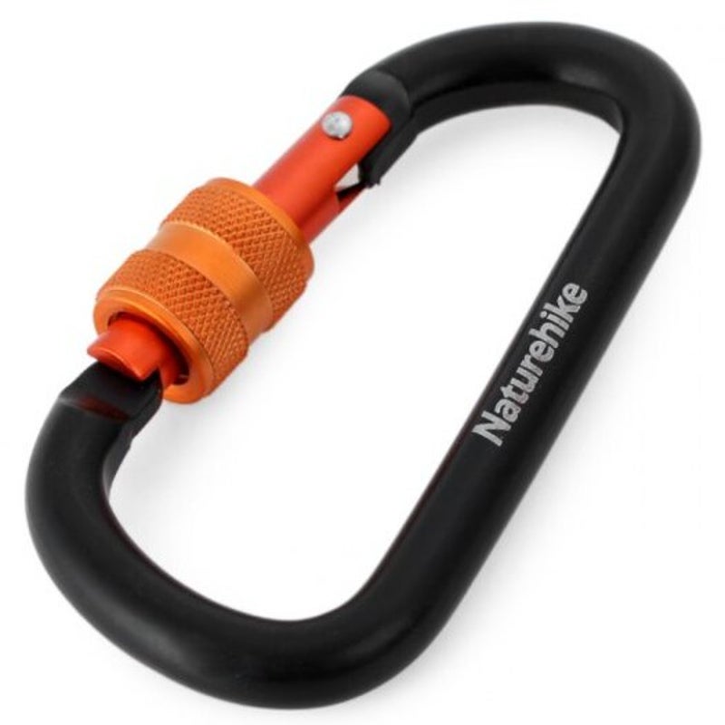 Naturehike Nh 8Cm D Shape Carabiner Mini Hook With Lock Black